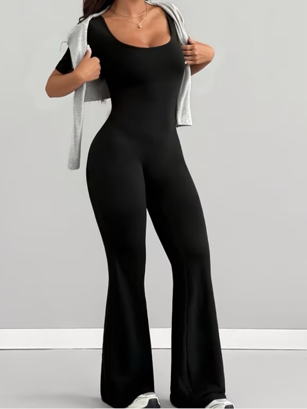 Women’s Black Scoop-Neck Jumpsuit